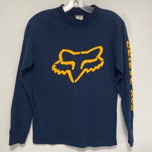 Fox Racing navy blue and yellow logo long sleeve shirt